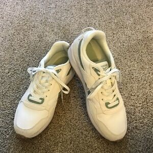 Women's White and Green Sneakers